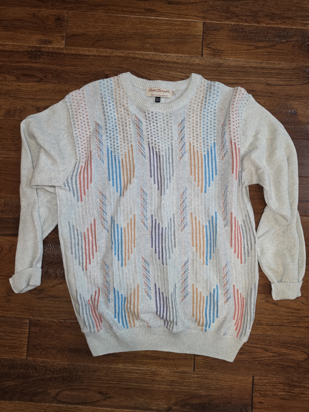 Norm Thompson Light Gray Multicolor Patterned Men's Sweater